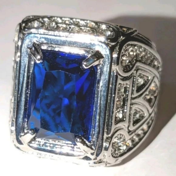 Silver and Blue Men's Ring